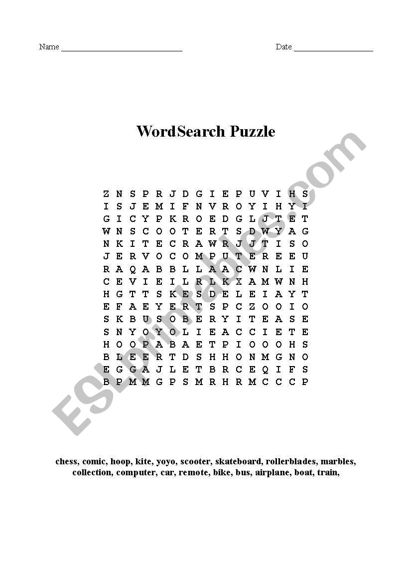 toys wordsearch puzzle worksheet