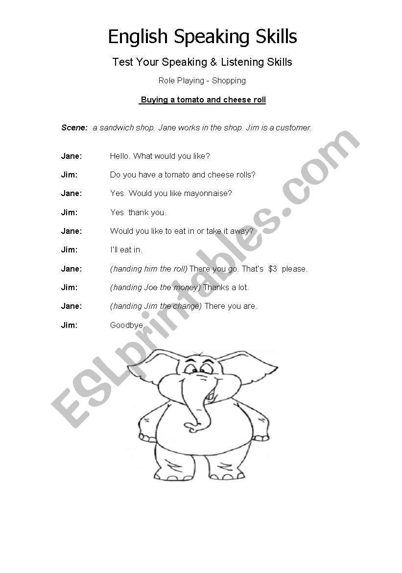 English Speaking Skills worksheet