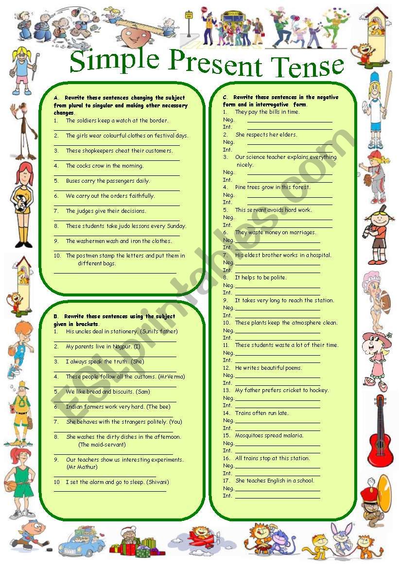 Simple Present Tense worksheet