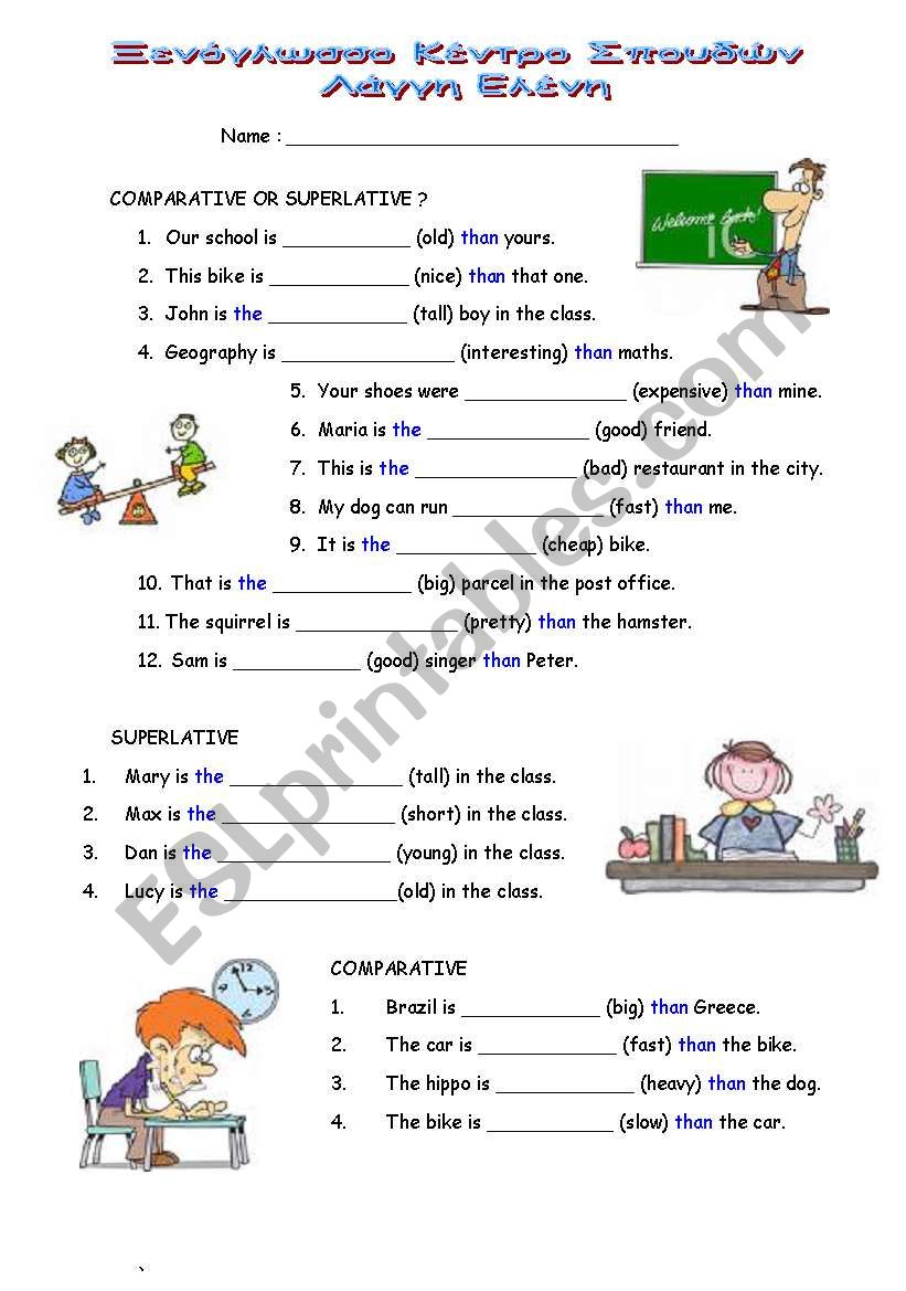 comparative & superlative worksheet