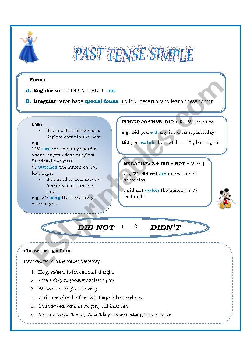 past simple  worksheet