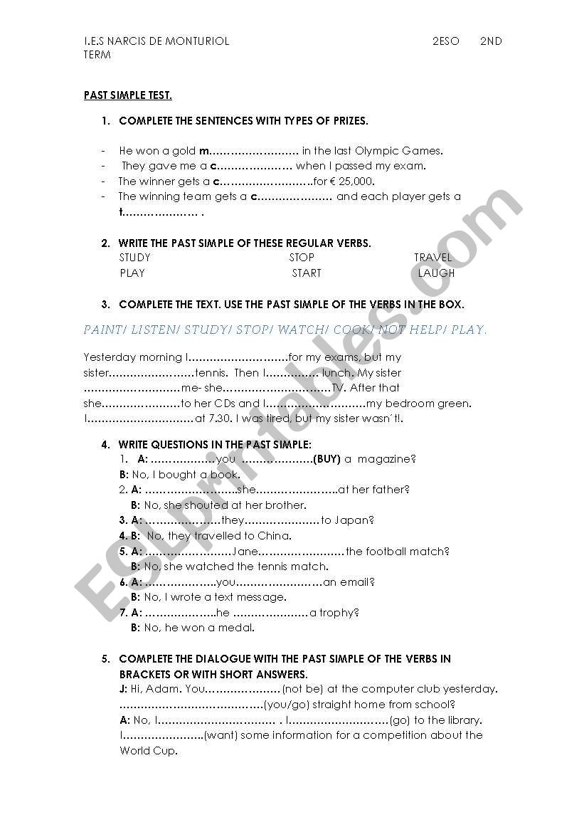 past simple worksheet