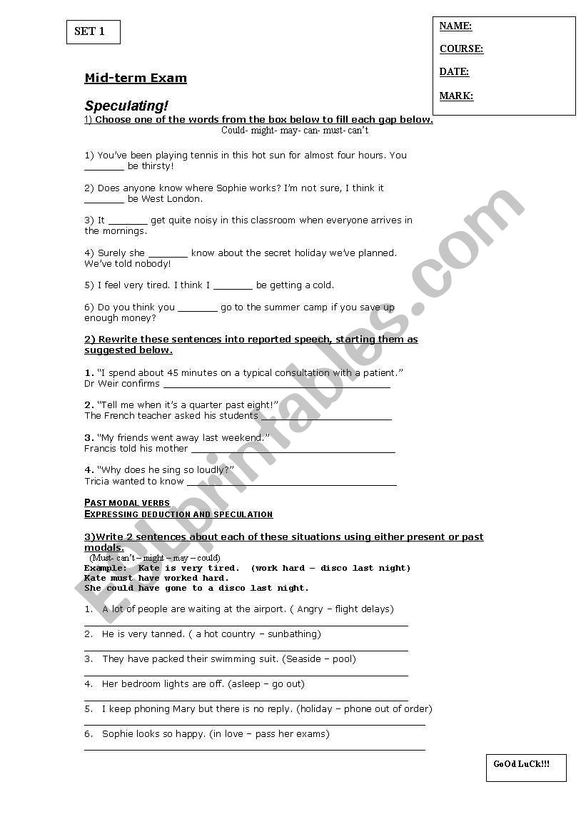 past modal verbs worksheet