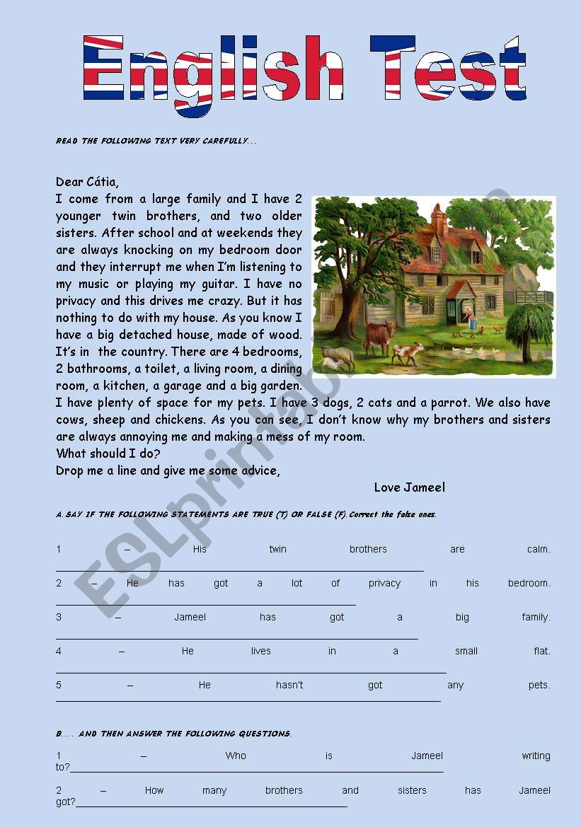 My House worksheet