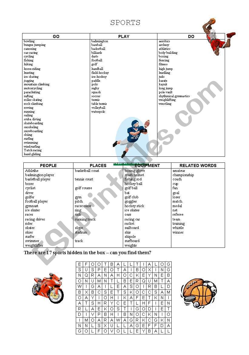 SPORTS worksheet