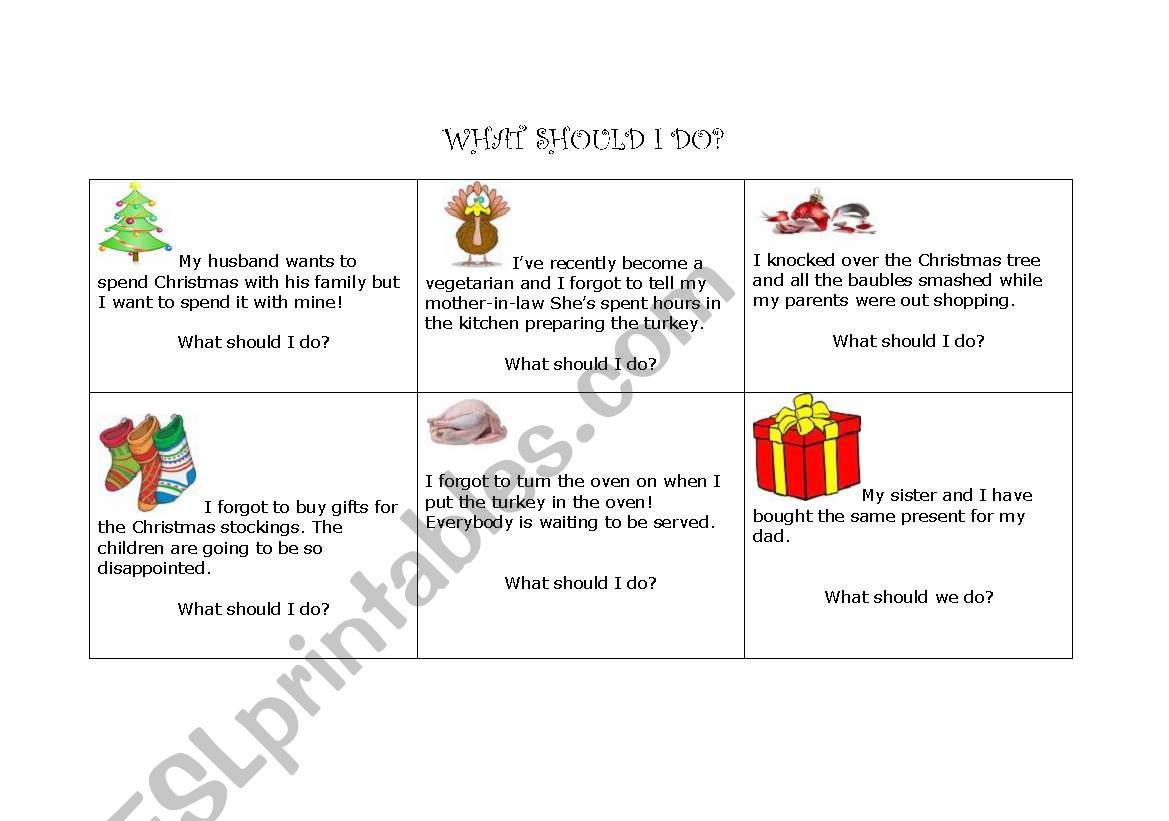 What Should I Do? Question Cards Christmas Theme