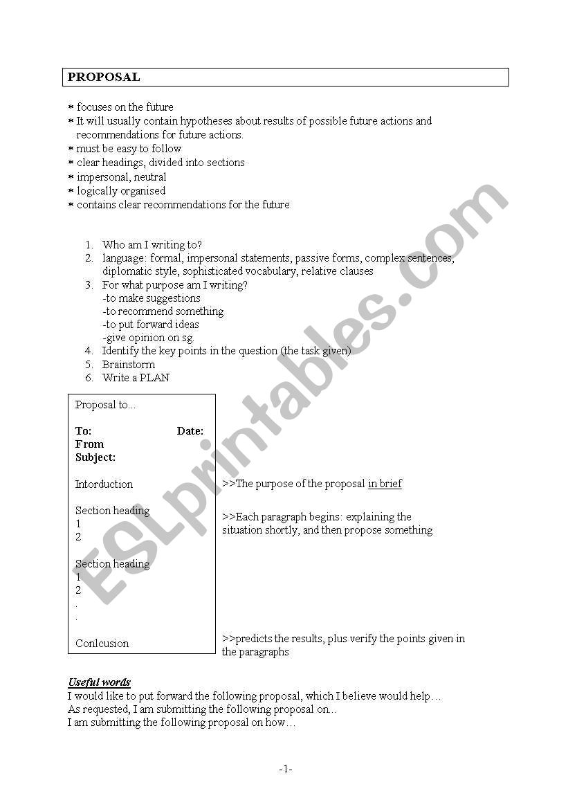 Proposal writing worksheet