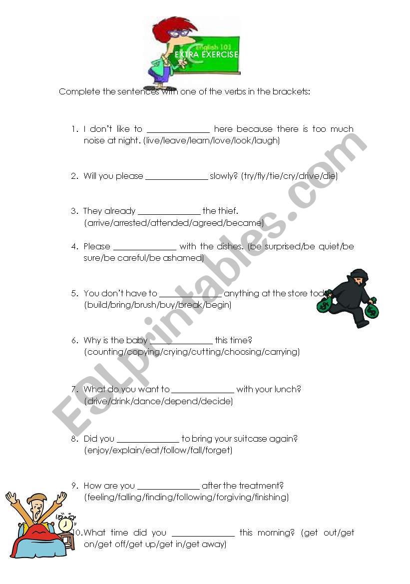 VERB REVIEW worksheet