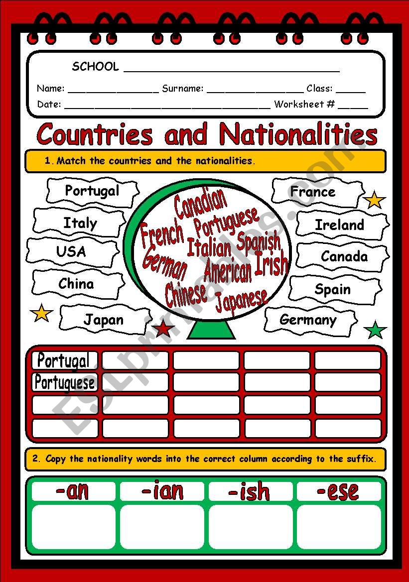 COUNTRIES AND NATIONALITIES (2 PAGES)