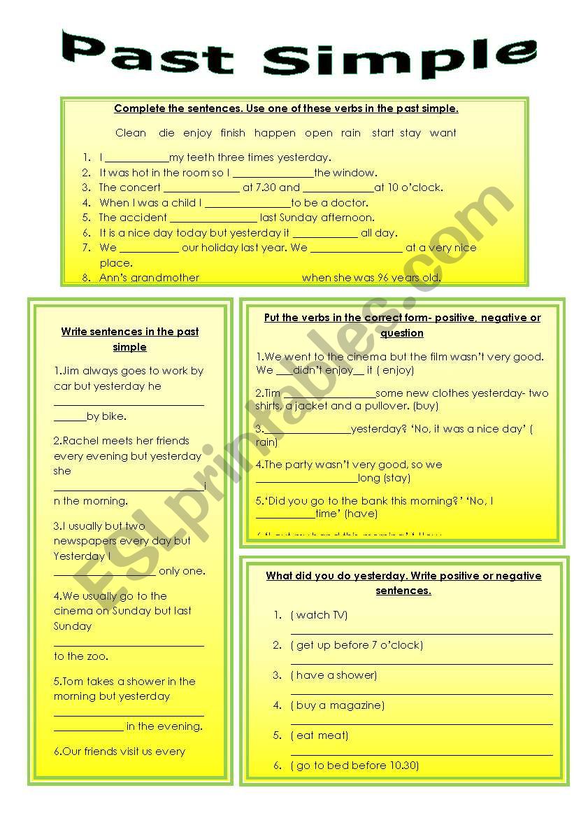 Past simple exercises worksheet