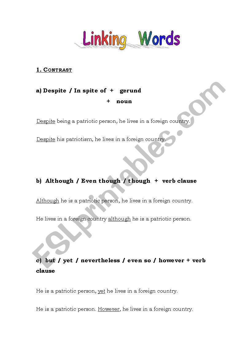 Linking Words worksheet