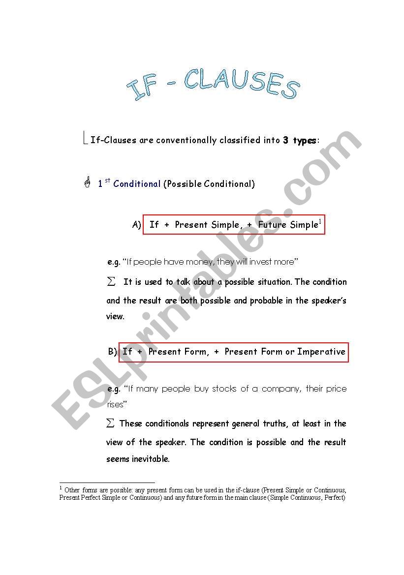 If-Clauses  worksheet