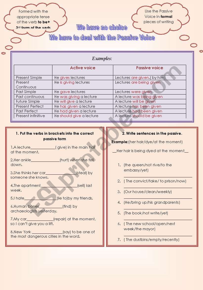 Passive voice worksheet