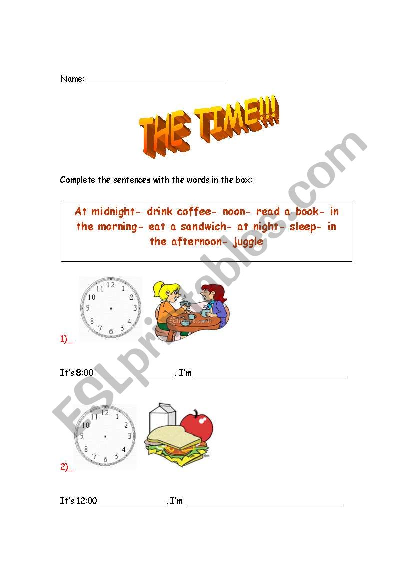 The time worksheet