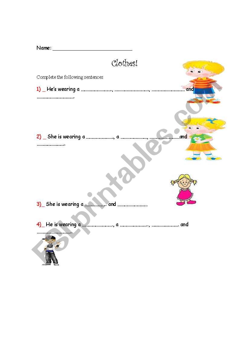 Clothes worksheet