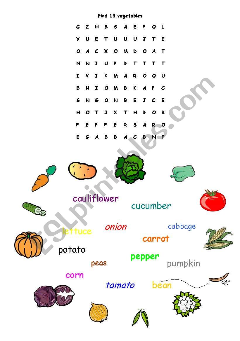 vegetables worksheet