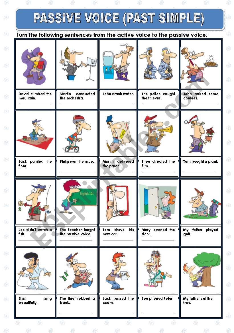 Passive Voice Past Tense Worksheets