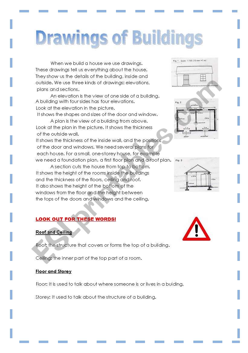 Drawings of Buildings worksheet