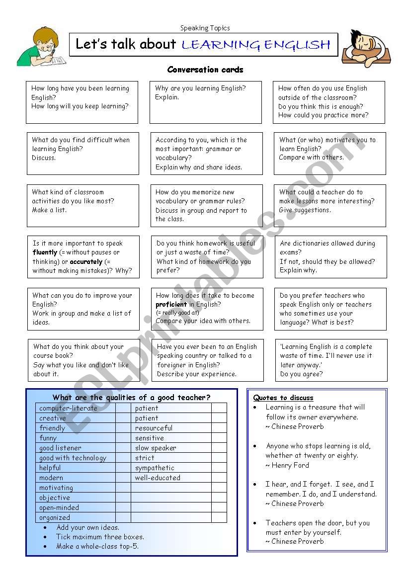LetÂ´s talk about LEARNING ENGLISH