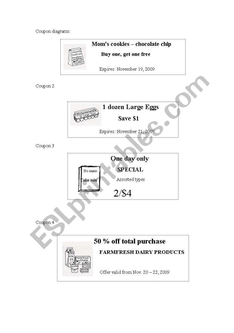 Coupon diagrams worksheet