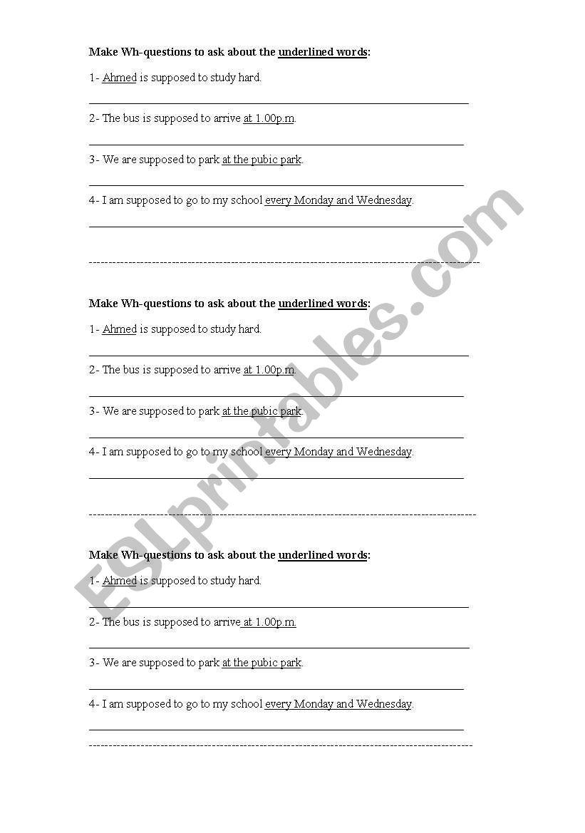 wh-question worksheet worksheet