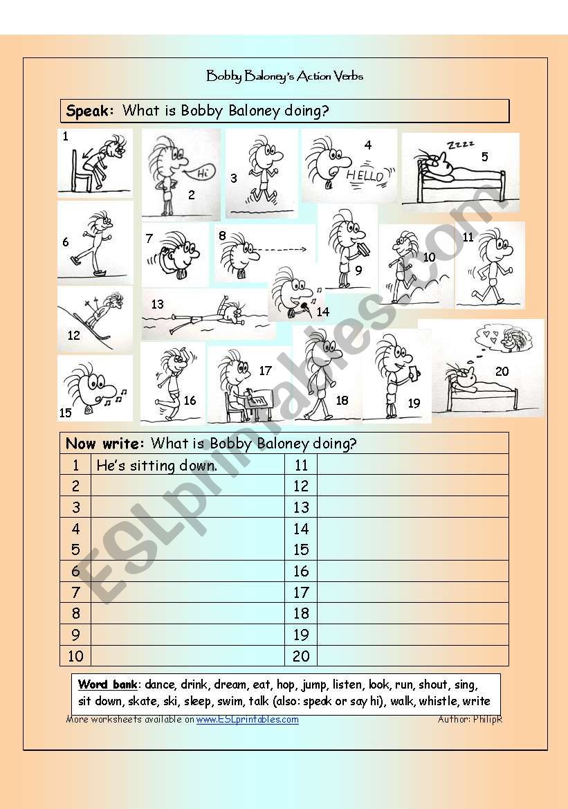 Bobby Baloneys Action Verbs (Present Continuous)