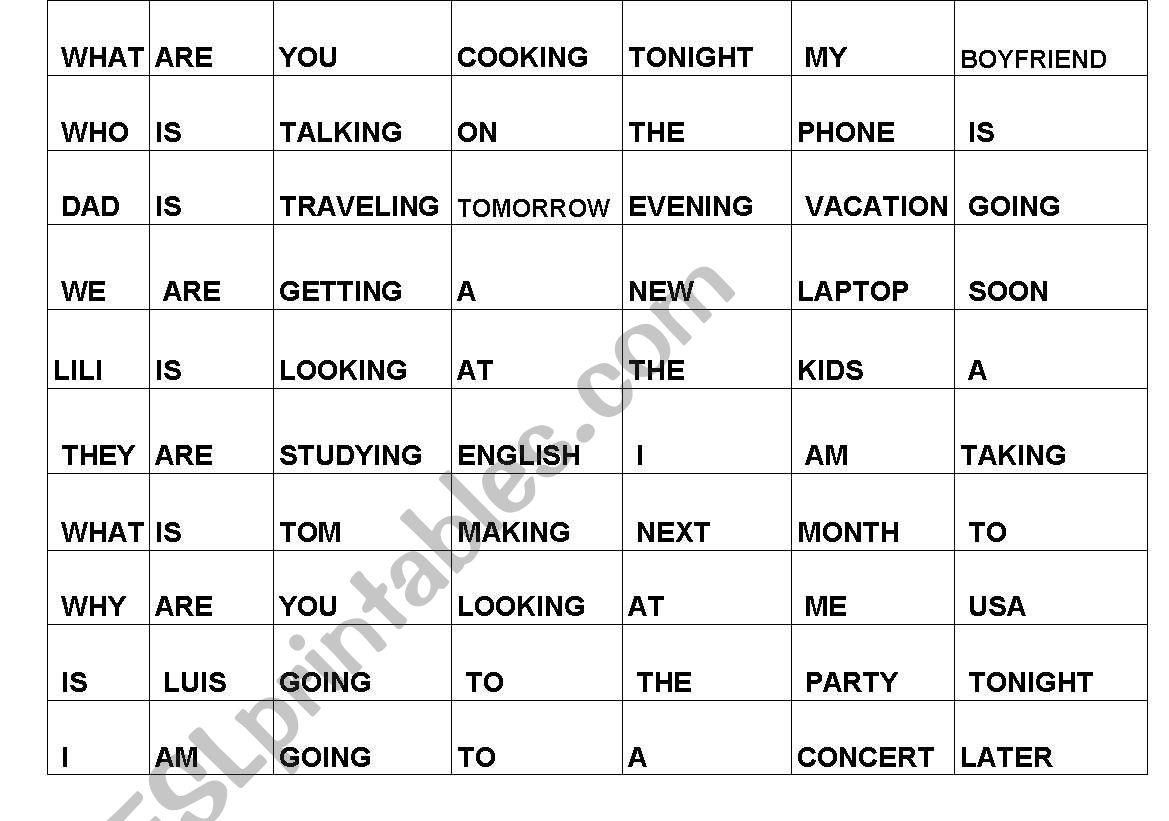 Present Continuous  worksheet