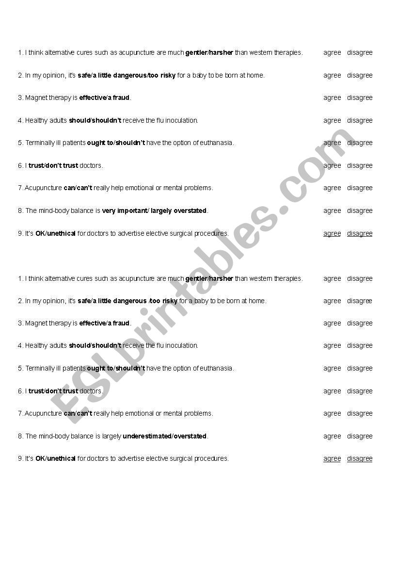 Medical Discussion  worksheet