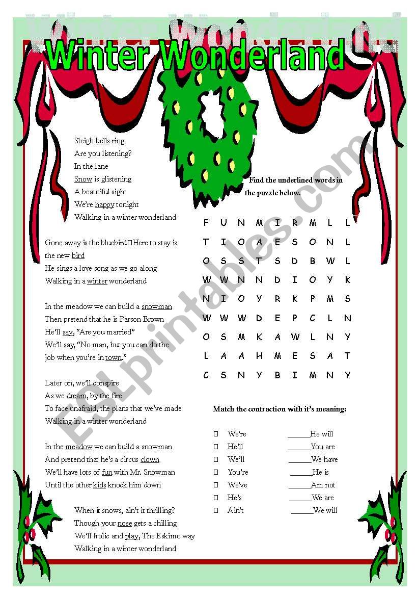 Winter Wonderland worksheet