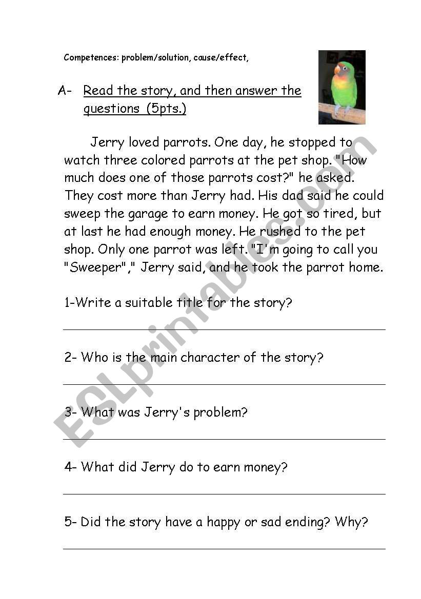 Reading Comprehension(Problem/Solution) - ESL worksheet by bdayekh Inside Problem And Solution Worksheet