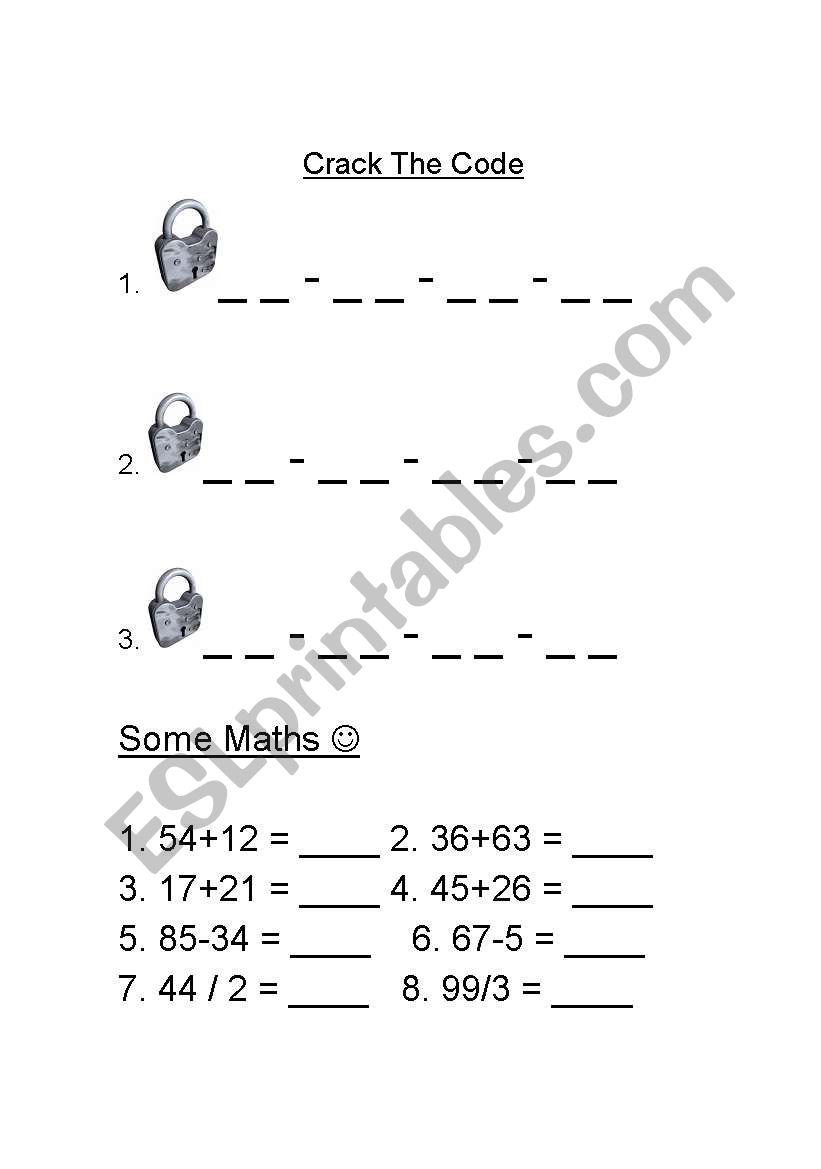 Crack The Code worksheet