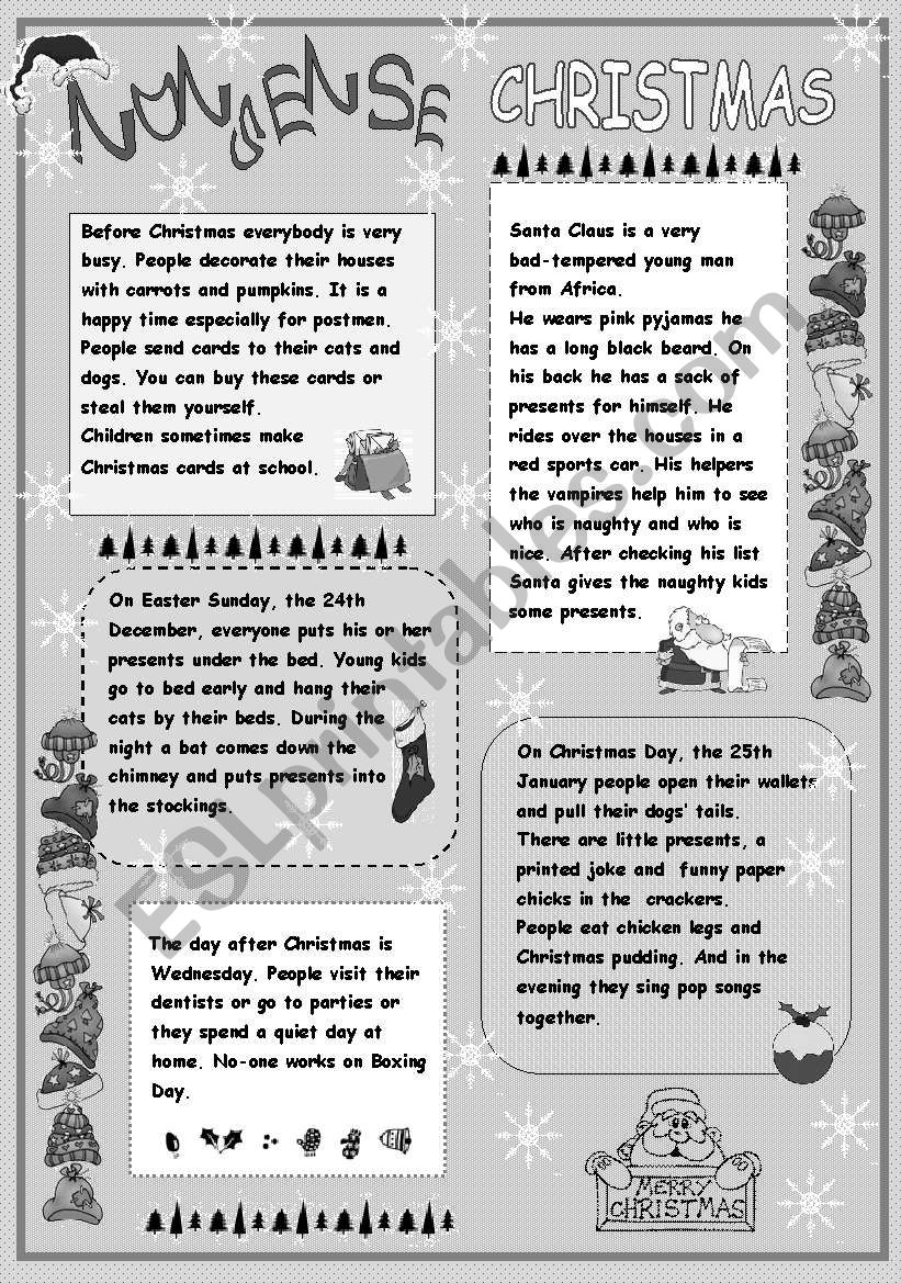 Nonsense Christmas worksheet