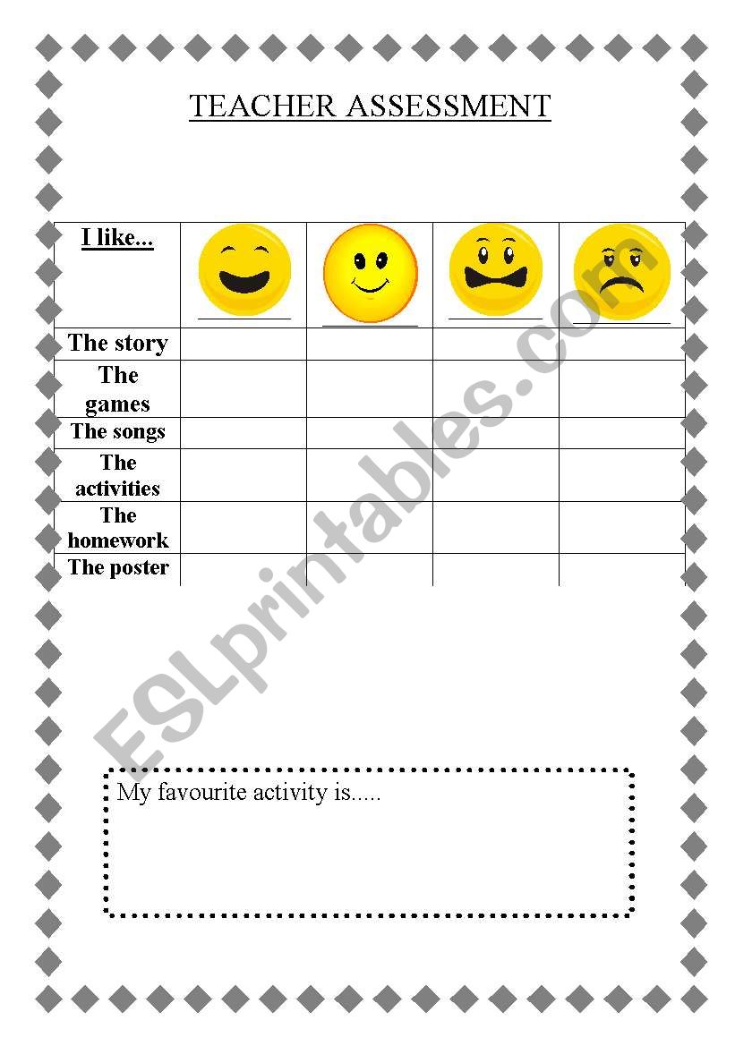 TEACHER assessment worksheet