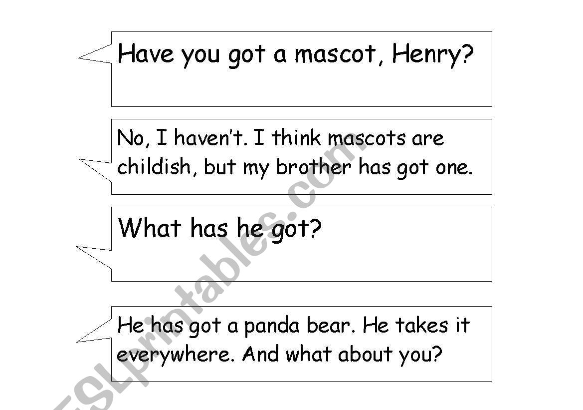 Have you got a mascot? worksheet