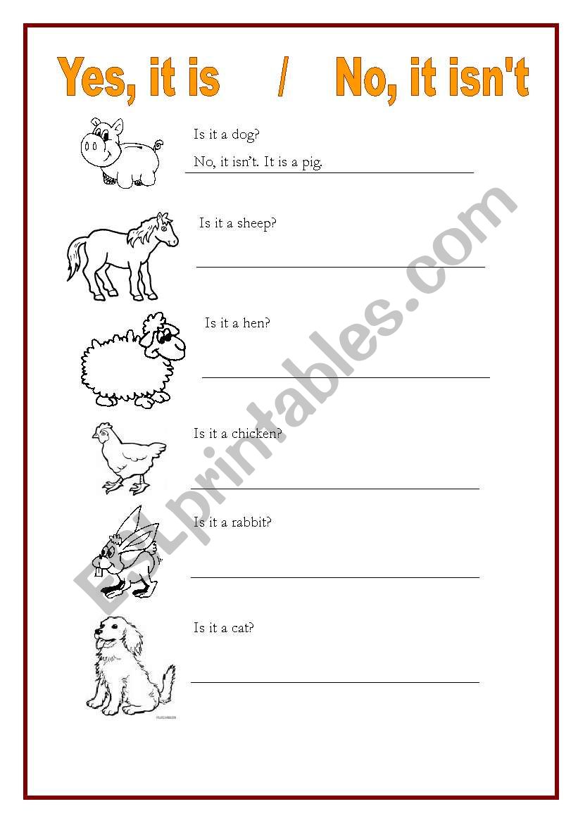 farms animals  worksheet