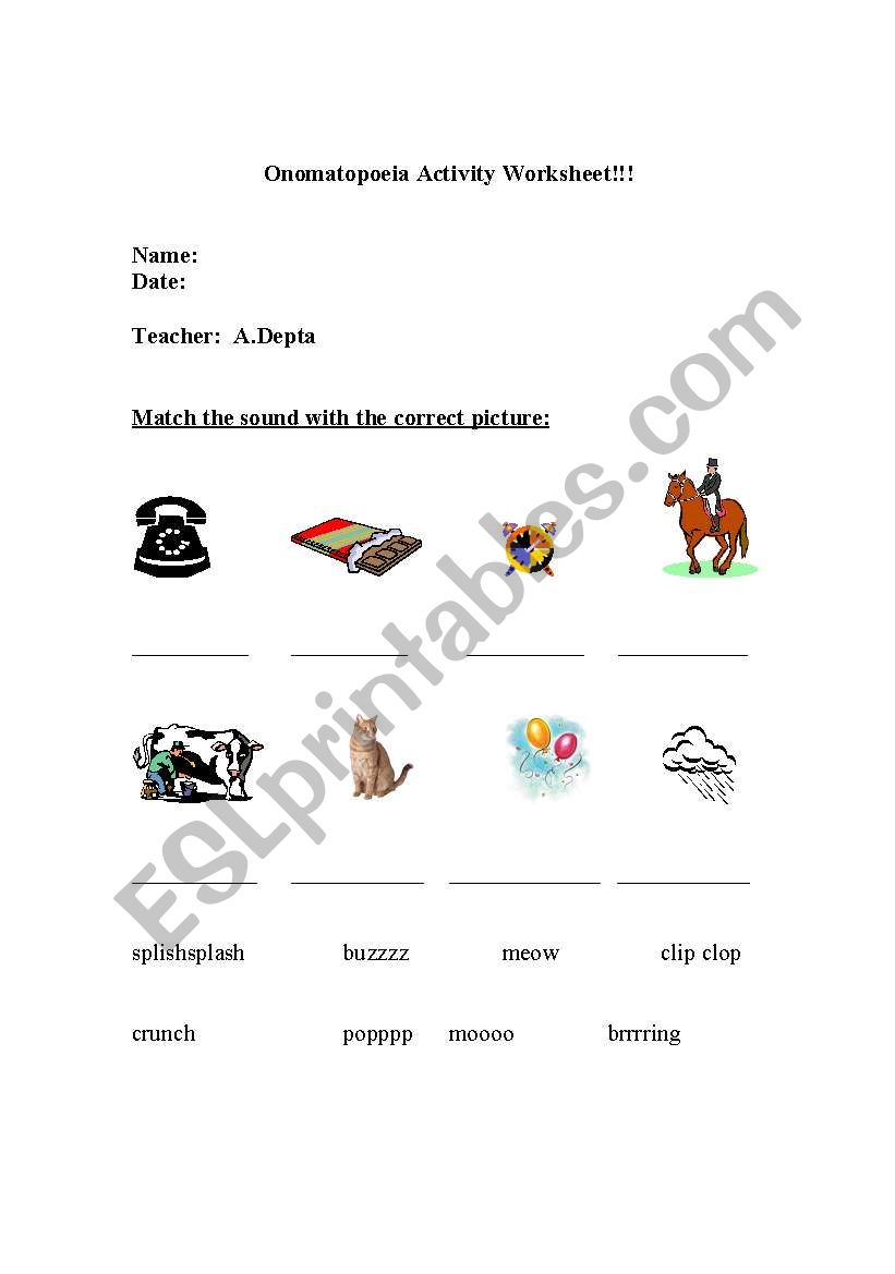 onomatopoeia  worksheet