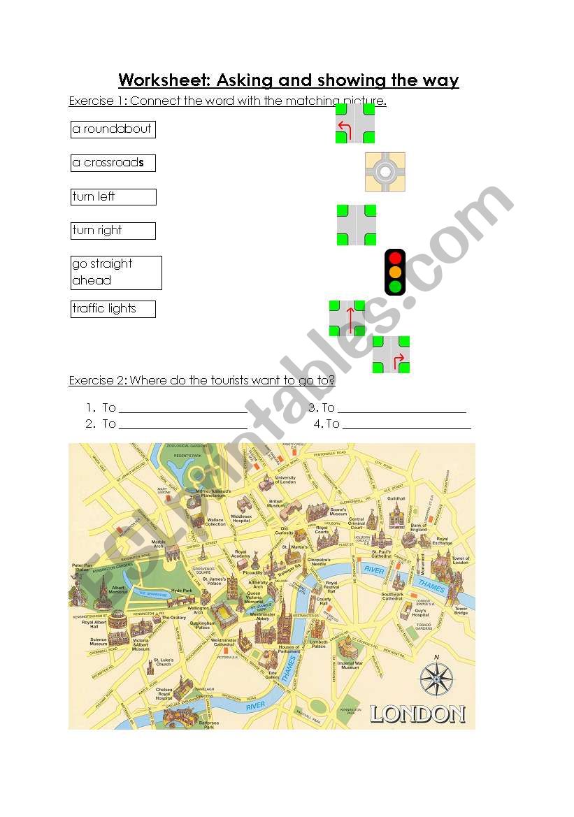 Asking and showing the way worksheet