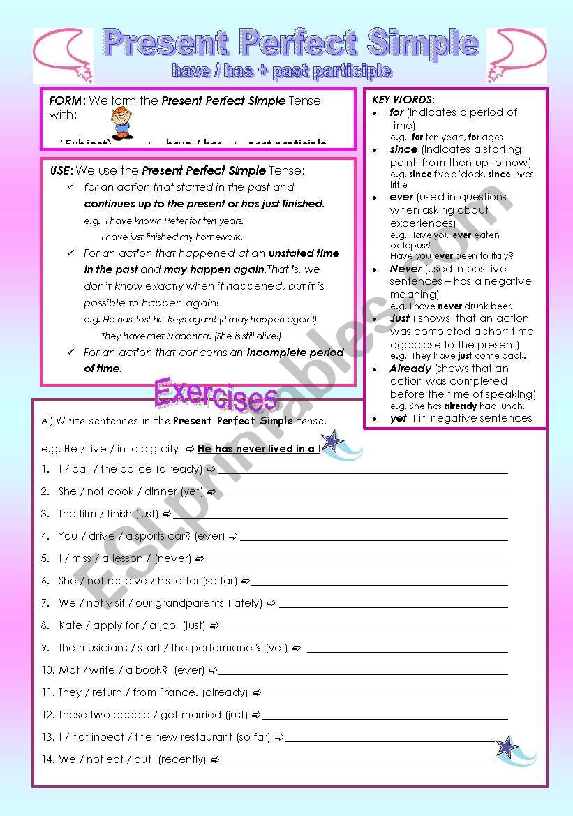 Present Perfect Simple worksheet