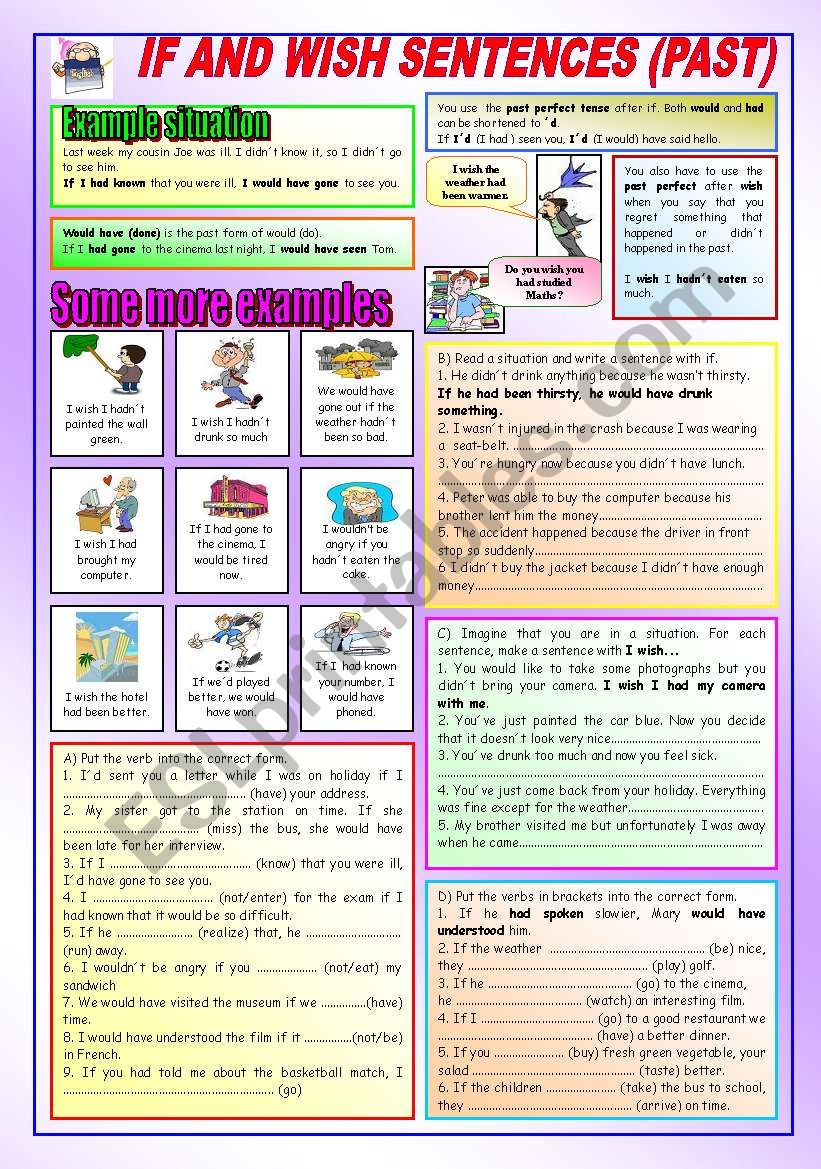 IF AND WISH SENTENCES (PAST) worksheet