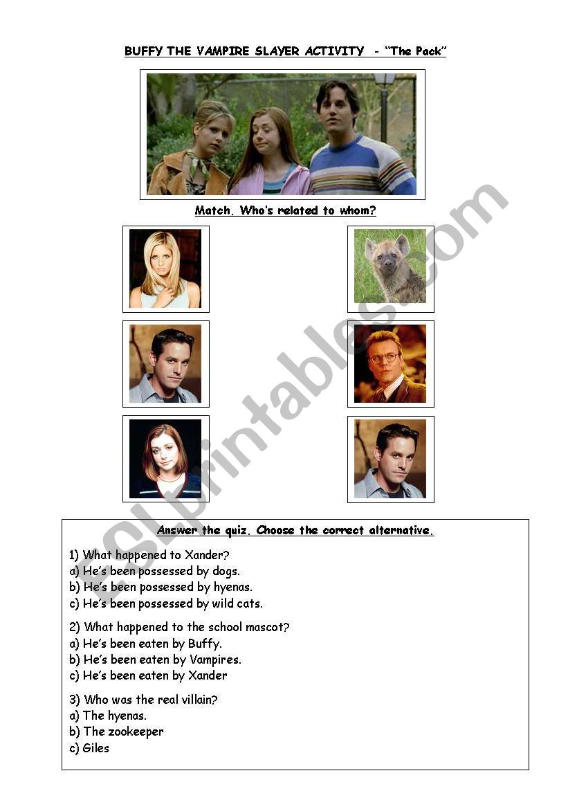 Buffy - The Pack worksheet