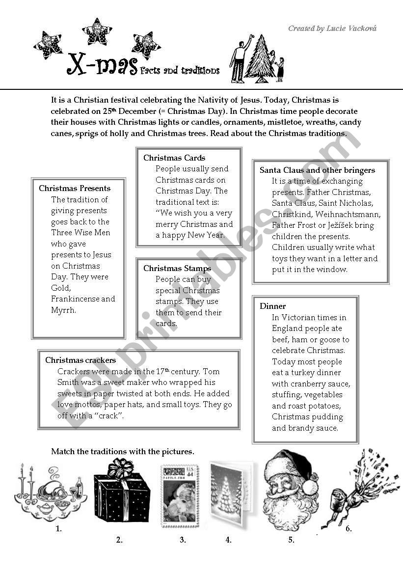 Christmas traditions worksheet