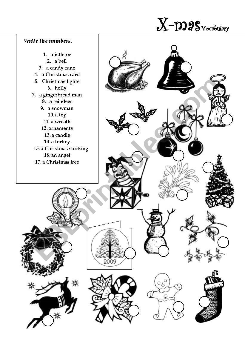 Christmas vocabulary  worksheet