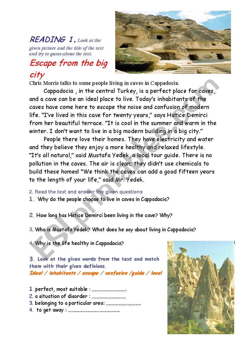 escape from the big city worksheet