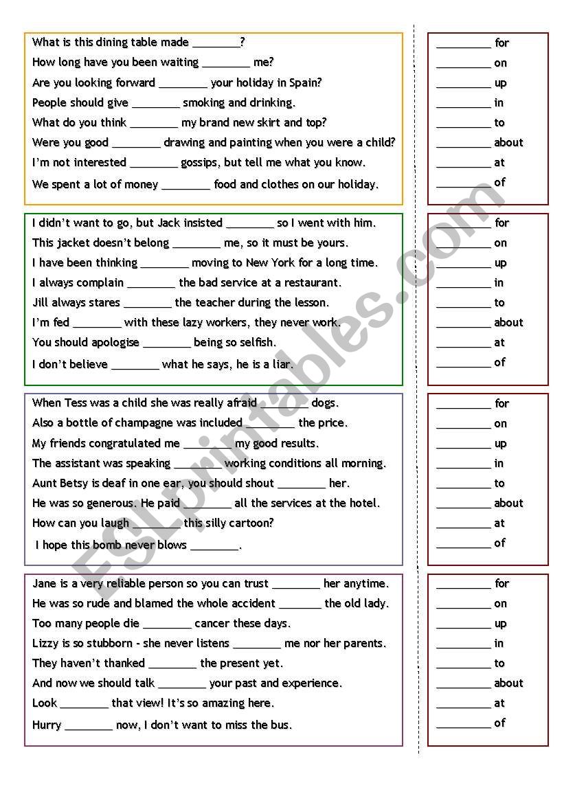 Prepositions with useful cards