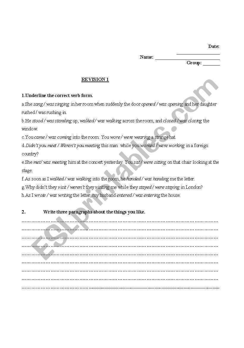 past tenses worksheet