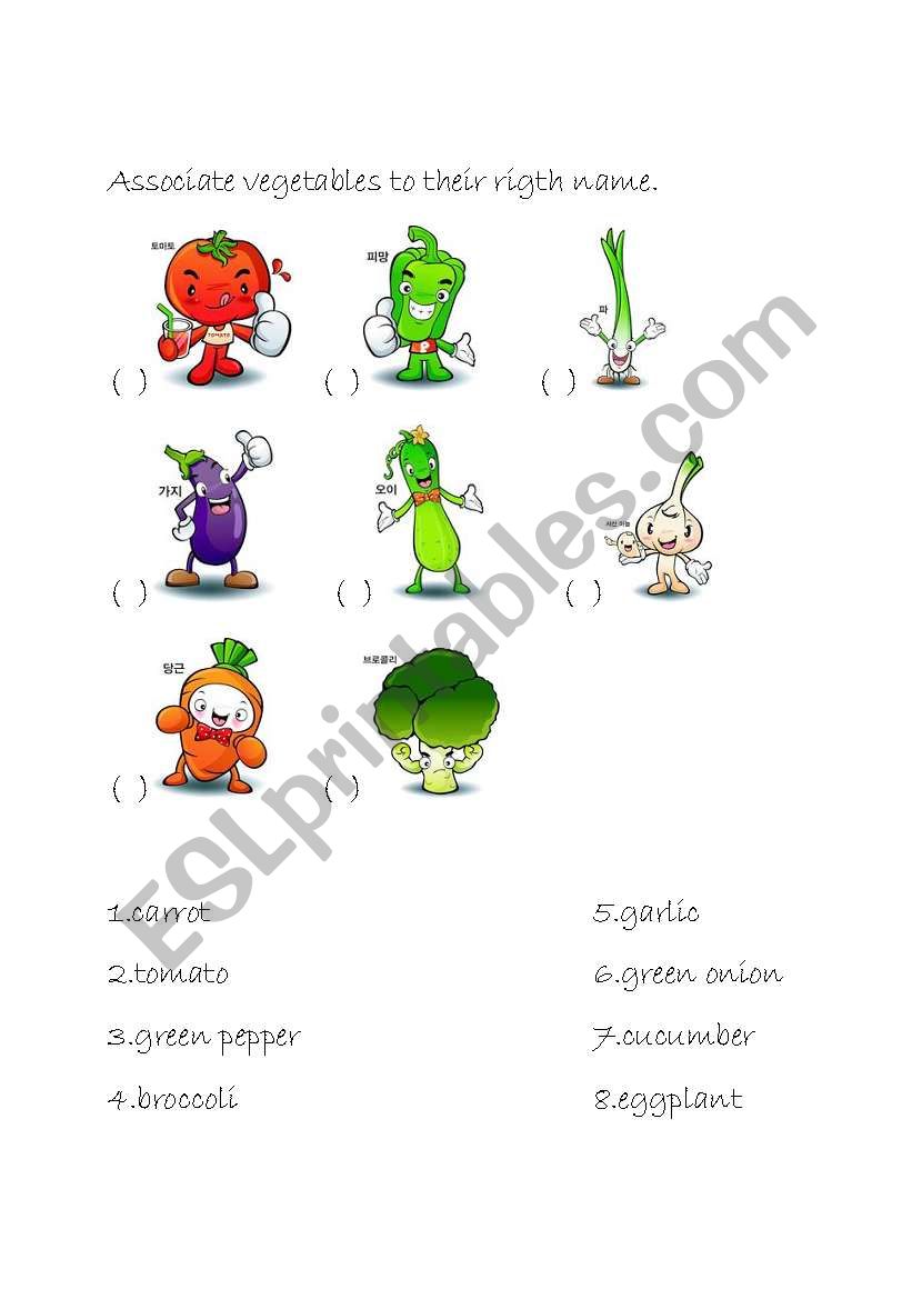 fun vegetables worksheet