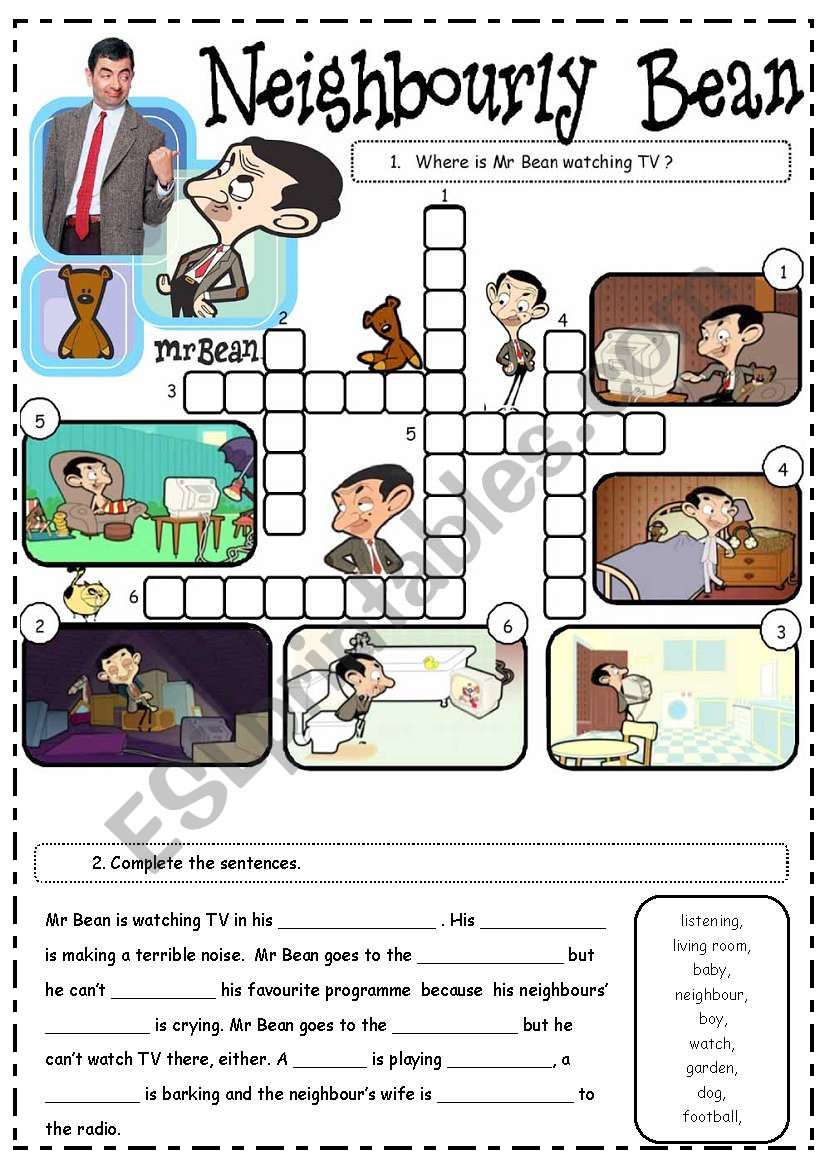 Mr Bean video worksheet - Neighbourly Bean