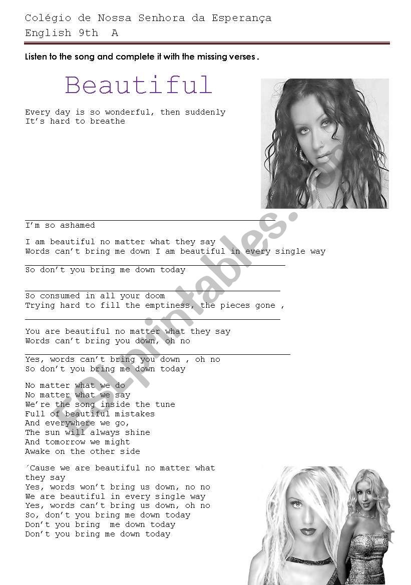 beautiful christina aguilera meaning