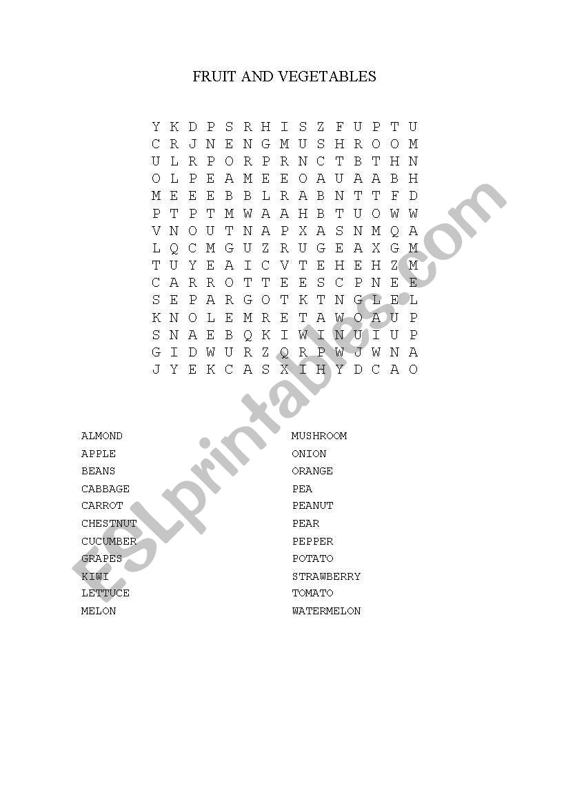 Fruit & vegetables worksheet