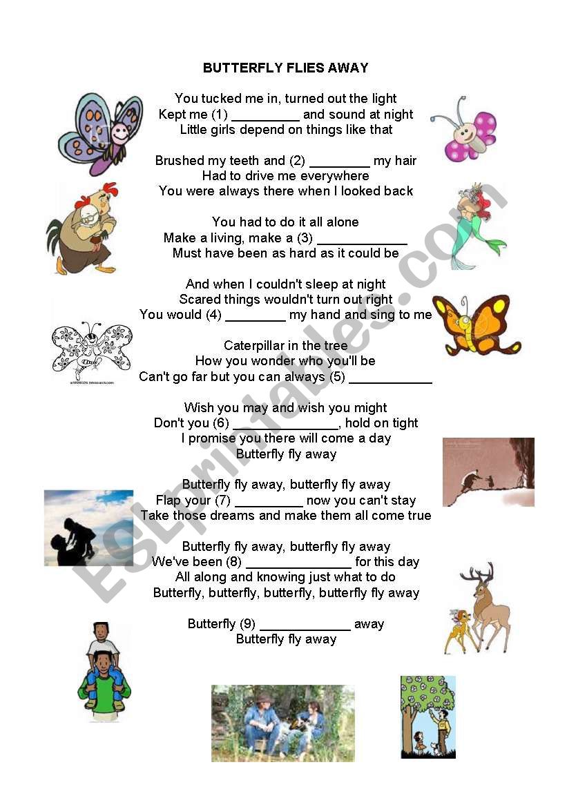 BUTTERFLY FLY AWAY - SONG worksheet